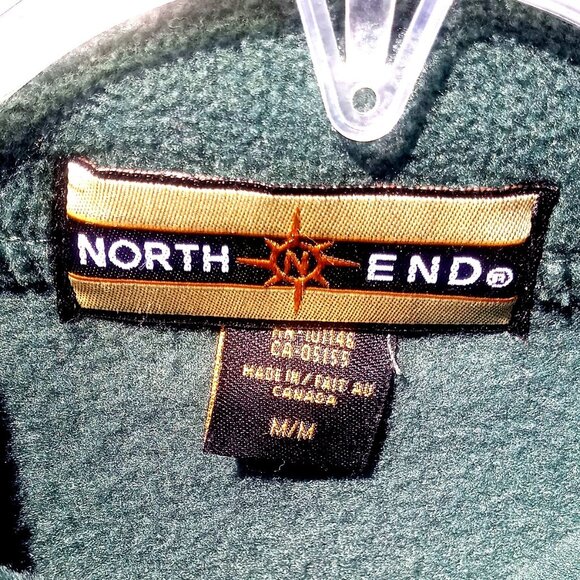 North End Men's Sweater Medium Hunter Green 1/4 Zip Fleece Pullover Orange Bolt - Picture 5 of 13